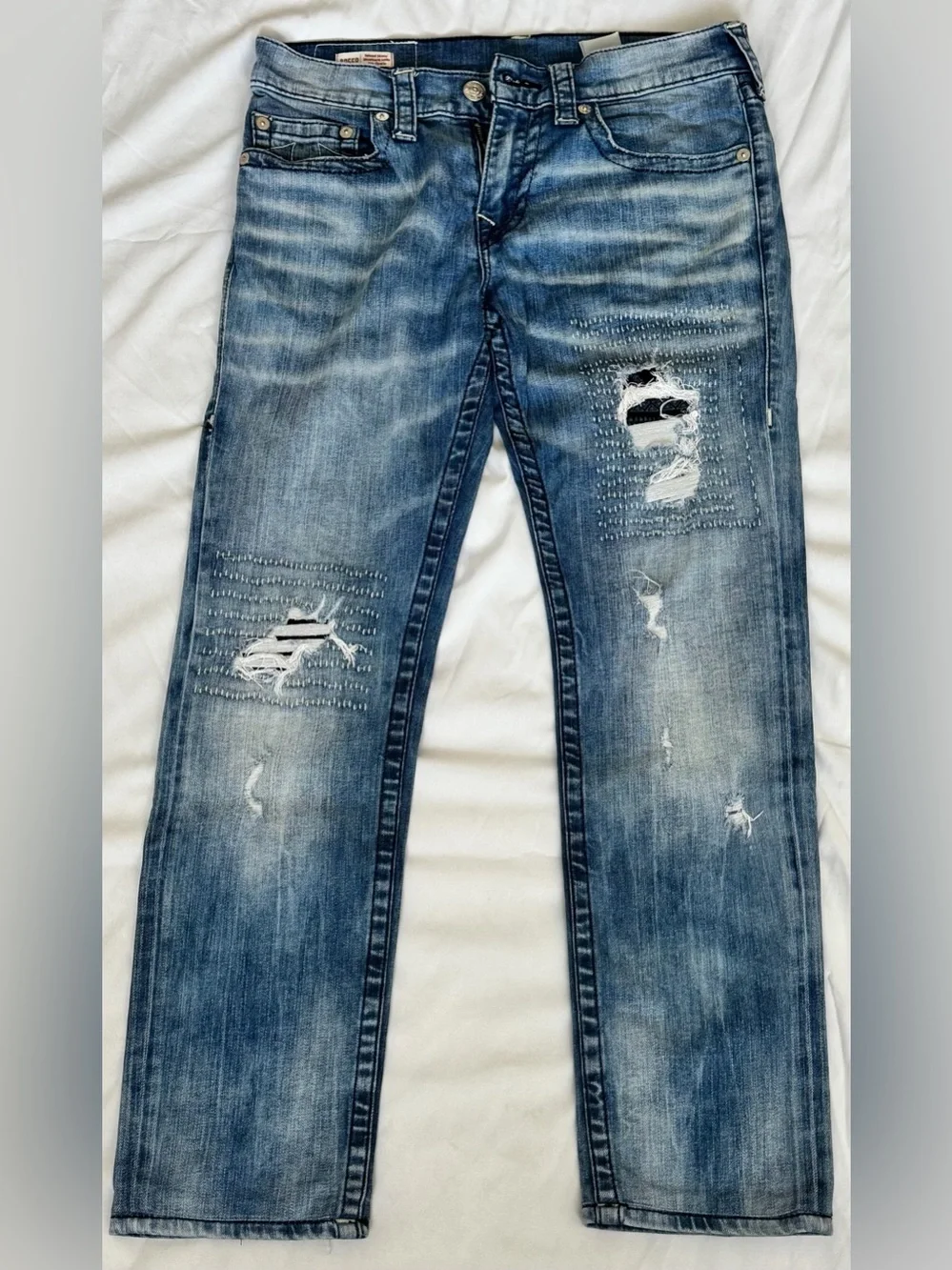 True Religion Straight Leg Jeans in Light Blue Denim